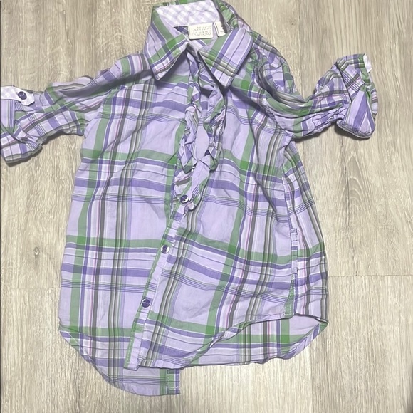 4/$30 Plaid Kids Shirt in Purple and Green - Picture 1 of 1